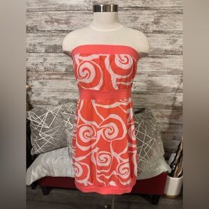 Old Navy Strapless Dress in Coral and White